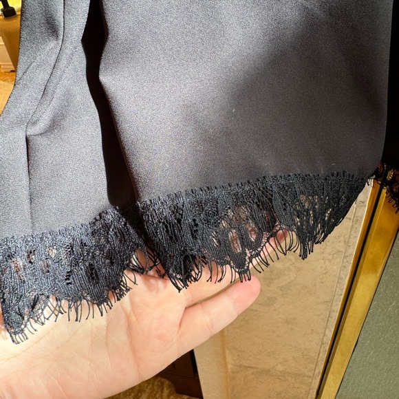 Lulus Small Black Slip Dress Lace Hem Halter Neck Romantic Coquette - Picture 6 of 8